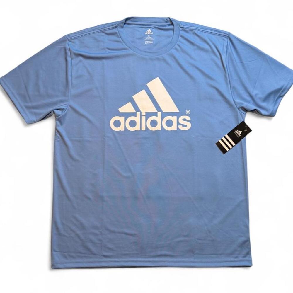 Adidas Originals blue cotton & polyester t-shirt with white logo size XL dimensi